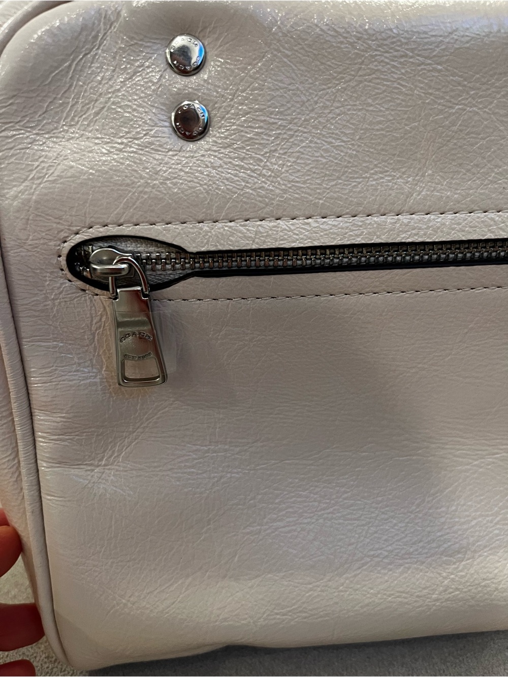 COACH Glazed white/Cream Leather Cube Rogue Satchel with Strap - Picture 7 of 7
